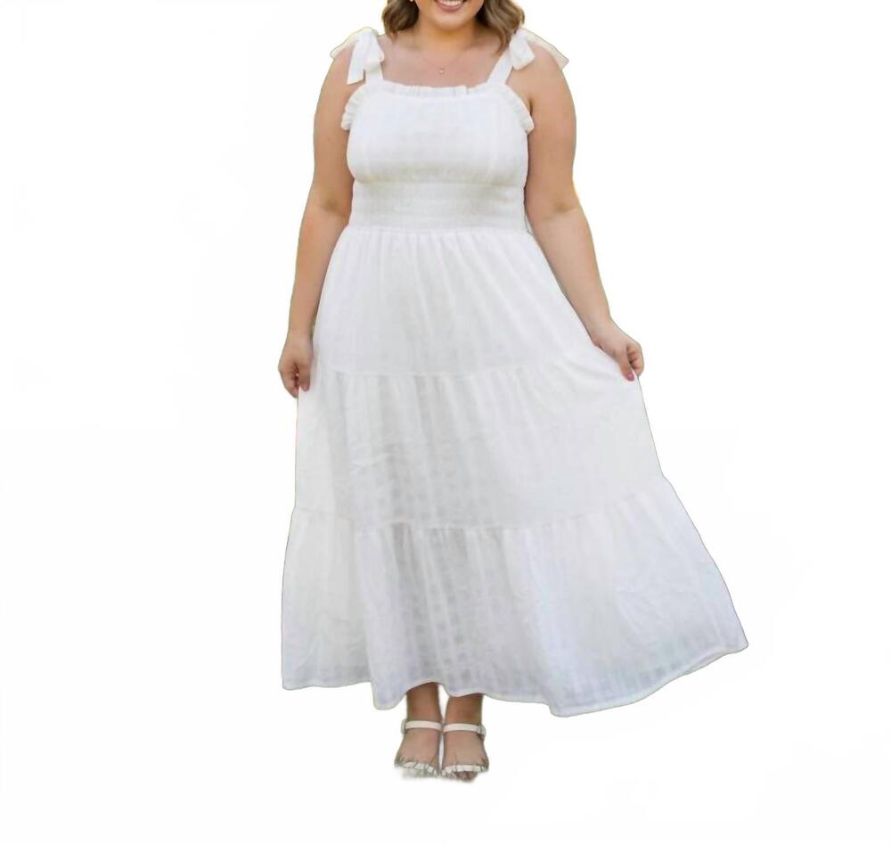 NEW SHE + SKY women's sleeveless tie strap textured woven midi tiered dress - pl